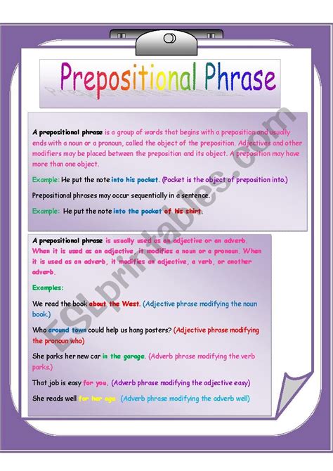 Prepositional Phrase As An Adjective