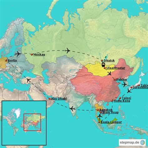 Stepmap Reiseroute Wanderlust Landkarte F R Asien