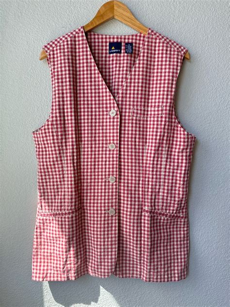 Liz Sport Gingham Linen Vest Gem