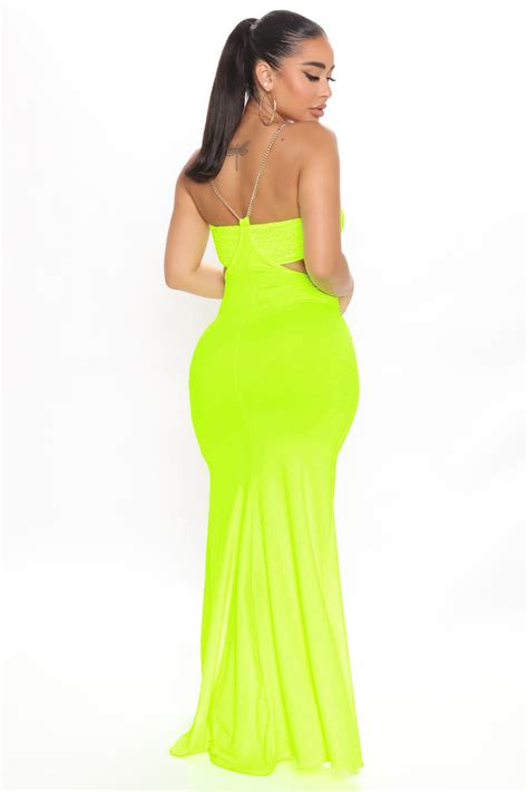 Here For A While Maxi Dress Set Neon Yellow Fashion Nova Dresses