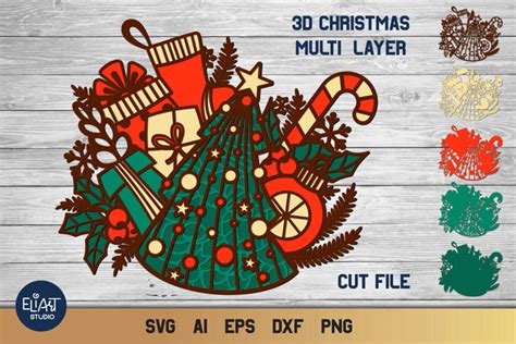 Christmas SVG Multi Layer 3D Layered Christmas Tree SVG