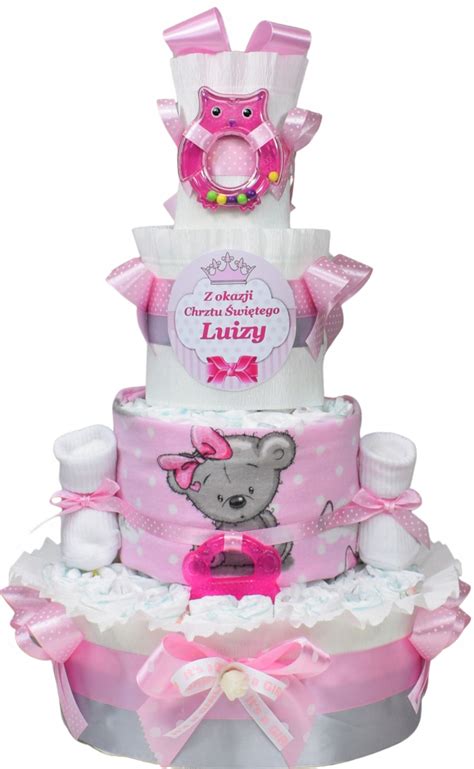 Duży Tort z pieluch PAMPERS prezent BABY SHOWER 4 12537035817 Allegro pl