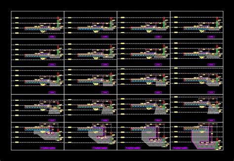 Secciones Transversales Del Muro De Contencion En Dwg Librer A Cad