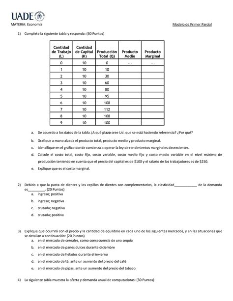 Modelo De Primer Parcial Materia Econom A Modelo De Primer Parcial