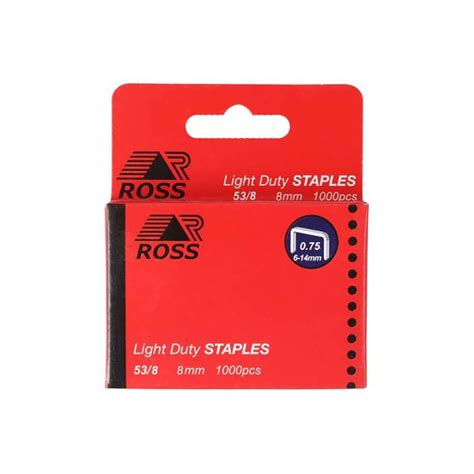 Ross Light Duty Staples 8mm 1000 Pack 538 Chamberlain