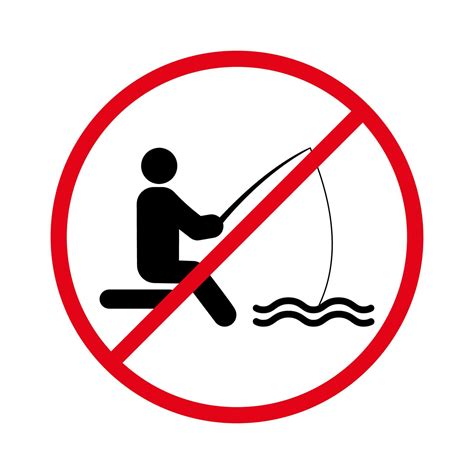 Forbid Fishing Area Pictogram Ban Fisherman With Fishing Rod Black