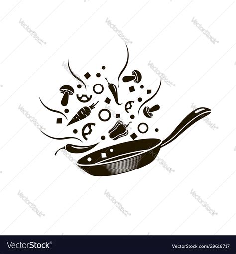 Cooking Process On Pan Royalty Free Vector Image