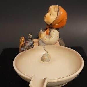 M I Hummel Happy Pastime Girl Knitting And Singing Ashtray Etsy