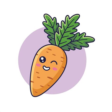 Cute Kawaii Carrot Cartoon Icon Illustration Food Vegitable Flat Icon Concept Isolated On White