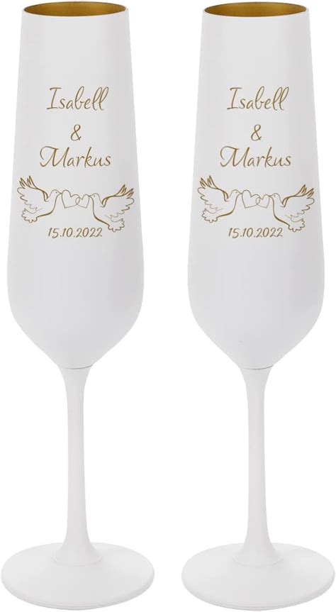 Herz Heim Wei E Sektgl Ser Mit Gravur Zur Hochzeit Set