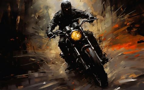 Premium AI Image | Black Motorcycle with Rider