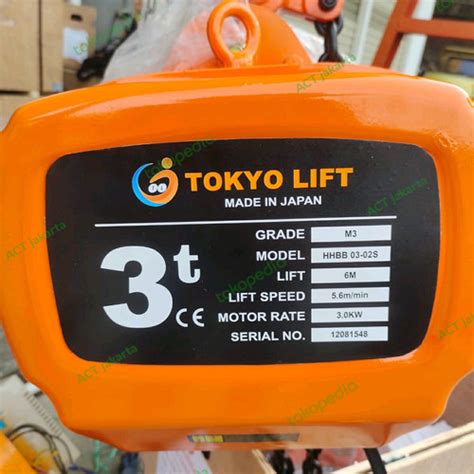 Jual Electric Chain Hoist 3 Ton X 6 Meter 380 Volt TOKYO LIFT JAPAN