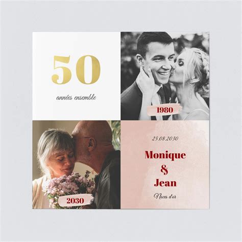 50 Ans Romantiques En Rose Carte Simple 113332 Flat