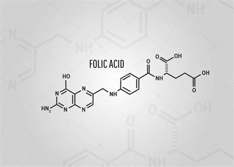 F Rmula Qu Mica De Cido F Lico O Vitamina B Ilustraci N Vectorial