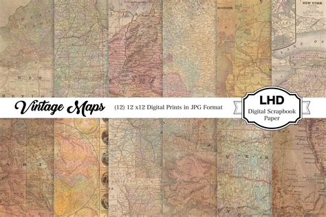 Digital Paper Vintage Map Collage Graphic by LeskaHamatyDesign · Creative Fabrica