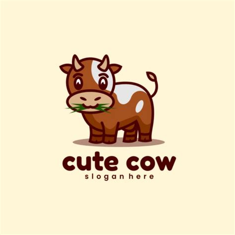 Cute Cow Cartoon Logo Template