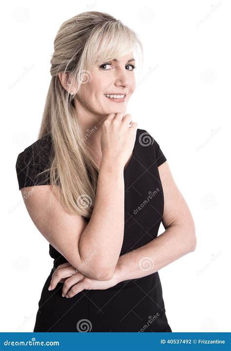 Portrait Smiling Blond Attractive Business Woman Isolated Over Stock