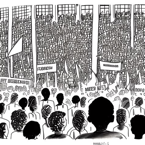 Freedom Of Assembly Black And White Illustration Cartoon · Creative Fabrica