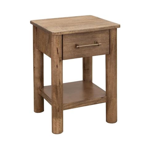 Benjara 23 5 In Brown And Gold Square Wood End Side Table With Metal