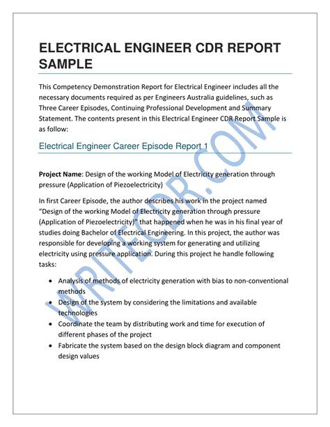 Ppt Electrical Engineer Cdr Report Sample Writecdr Powerpoint