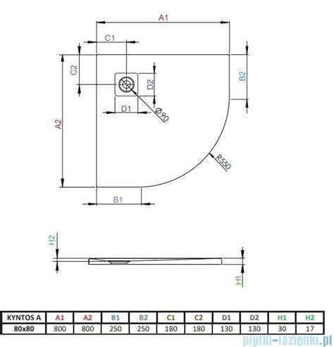 Radaway Kyntos A brodzik półokrągły 80x80cm biały HKA8080 04 plytki