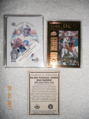 Dan Marino Kt Gold Card From Upper Deck Bonus Limited Edition Card