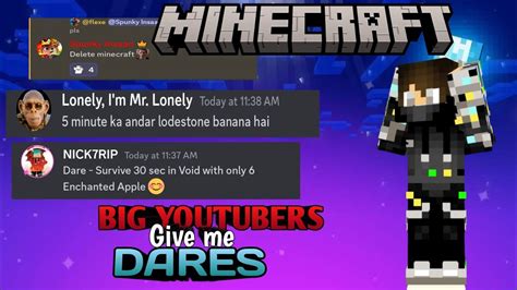 Minecraft But Big Youtubers Give Me Dares Nick Rip Rtx Og