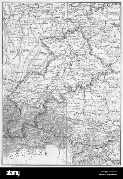 HAUTE-GARONNE: Garonne(Haute-), 1878 antique map Stock Photo - Alamy