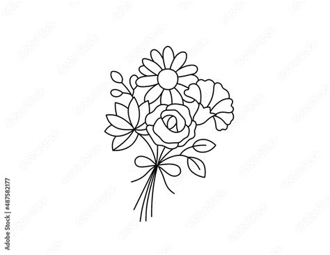 Flower Bouquet Line Drawing Best Flower Site