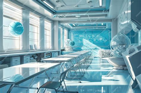 Premium Photo Abstract Futuristic School Classroom Futuristic Classroom In School Of The