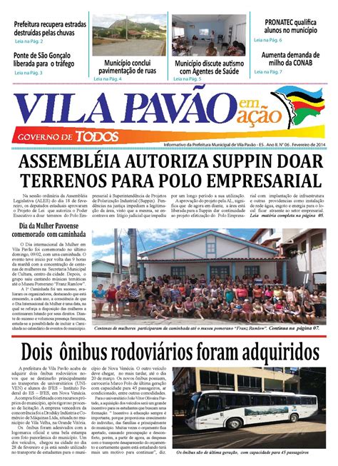 Calam O Jornal Informativo Da Prefeitura De Vila Pav O