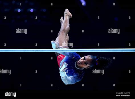 USA's Shilese Jones on the uneven bars during day four of the FIG ...