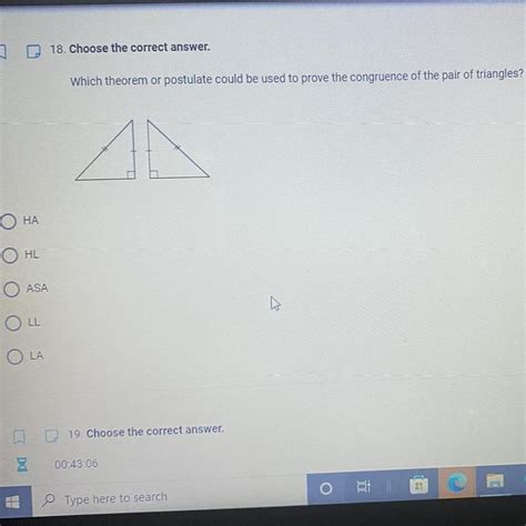 18 Choose The Correct Answer Which Theorem Or Postulate Could Be Used