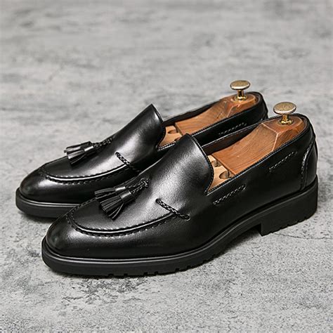 Black Tassels Prom Dapper Mens Loafers Flats Dress Shoes