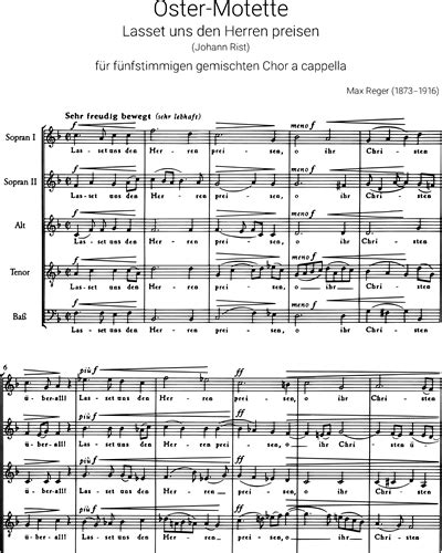 Lasset Uns Den Herren Preisen Mixed Chorus Sheet Music By Max Reger