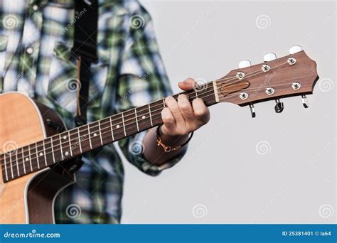 Human Hand Holding Guitar Stock Image Image Of Fretboard 25381401