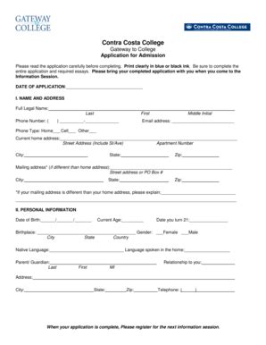 Fillable Online Coast Contracosta Gateway Application Form Updated