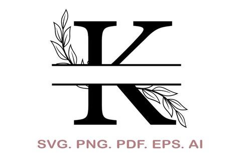 Split Letter Svg Letter K Svg Split Monogram Svg Split Frame