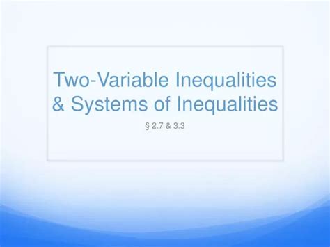 Ppt Two Variable Inequalities And Systems Of Inequalities Powerpoint