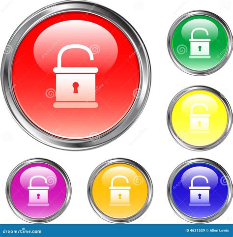 Unlocked Pad Lock Button Stock Vector Illustration Of Secure 4631539