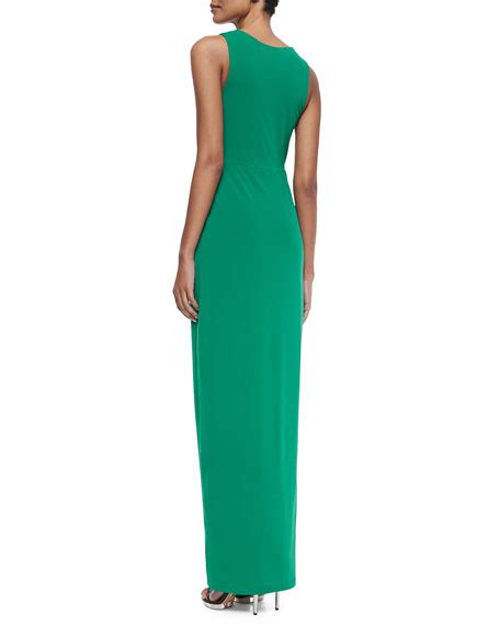 Halston Heritage Twist Front Sleeveless Jersey Gown