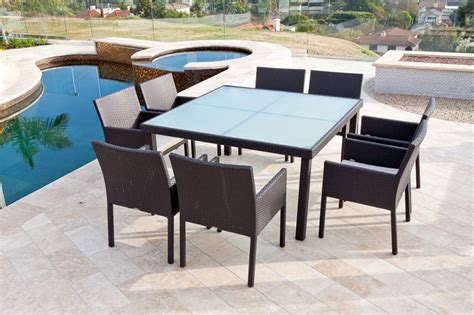 Bella Dining Set for Eight With Square Tablet | Outdoor Wicker | All ...