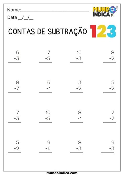 Atividades De Subtra O Para Imprimir