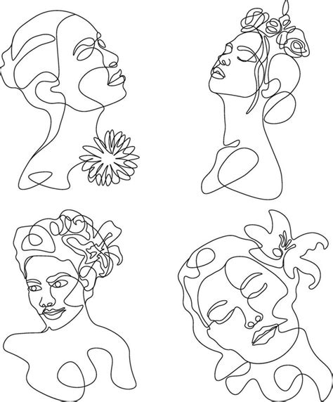 Woman Face Line Art Simple Minimalist Vector Illustration Of