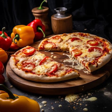 Premium Ai Image Sideview Pizza With Salami And Vegetables