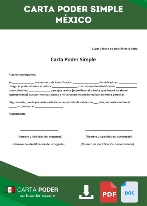 Carta Poder Simple Ejemplos Y Formatos 8436 Hot Sex Picture