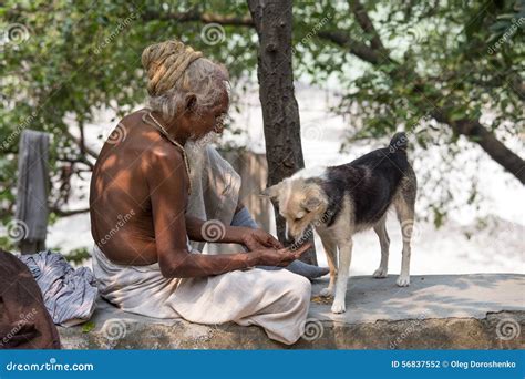 Close Up Poor Man And Dog India Editorial Photography Image Of Male