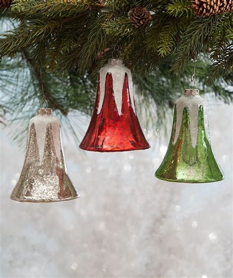 Traditional Mercury Glass Bell Ornaments Vintage Style Christmas Decor