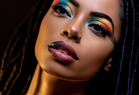 Premium Ai Image African American Women With Pride Color Face Paint