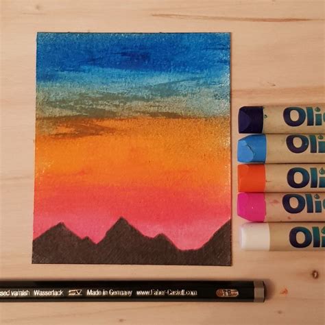 Sunset Oil Pastels Tramonto Con Pastelli Ad Olio Pastelli Pastelli